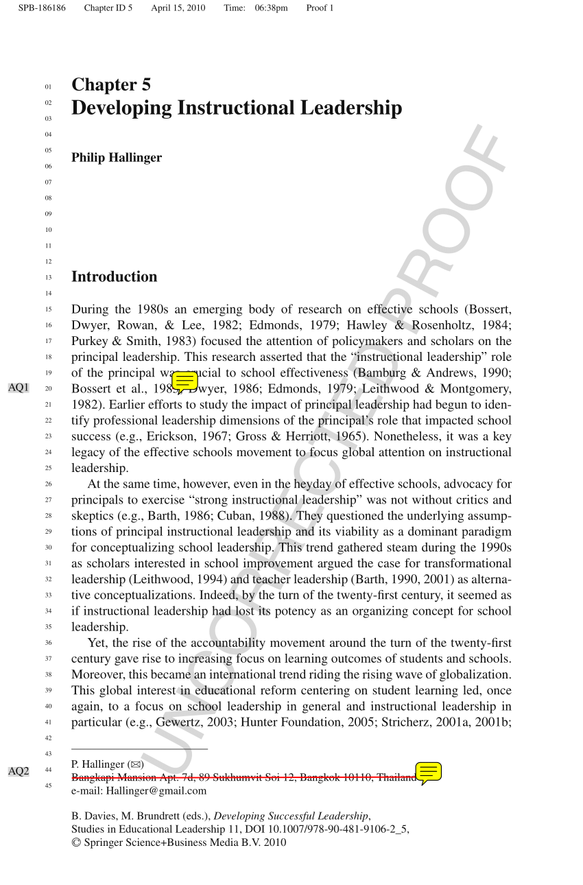 A STUDY OF PRINCIPALS‘ INSTRUCTIONAL LEADERSHIP BEHAVIORS AND