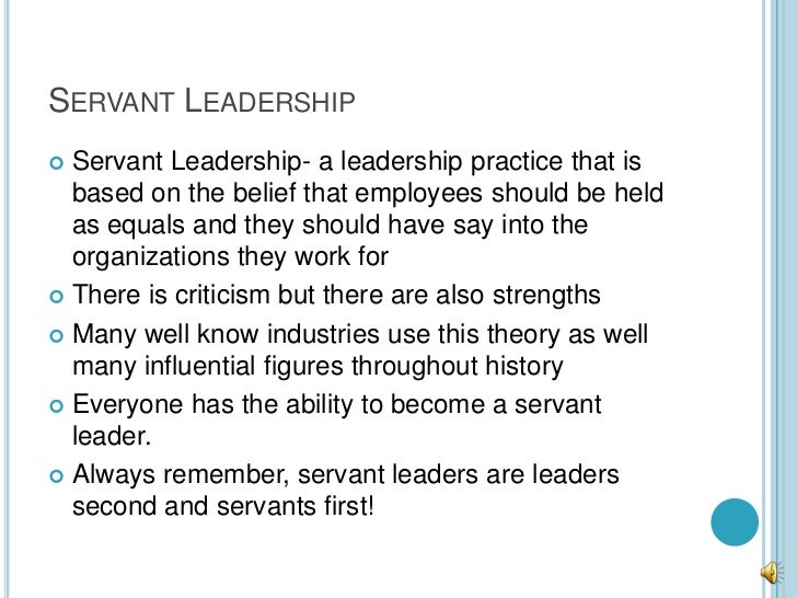 Servant leadership A path to high performance The